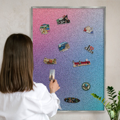 Tableau pour collection d'aimants cadre argenté Dégradé coloré