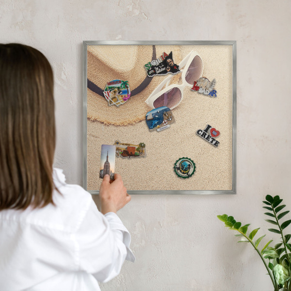 Tableau pour collection d'aimants cadre argenté Plage d'été
