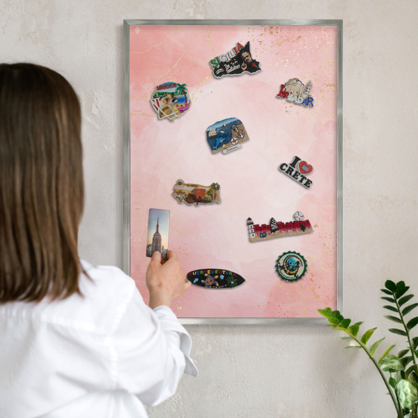 Tableau magnétique décoratif avec cadre argenté Élégance subtile