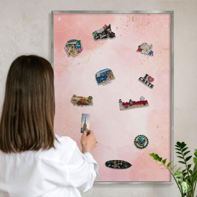 Tableau magnétique décoratif avec cadre argenté Élégance subtile