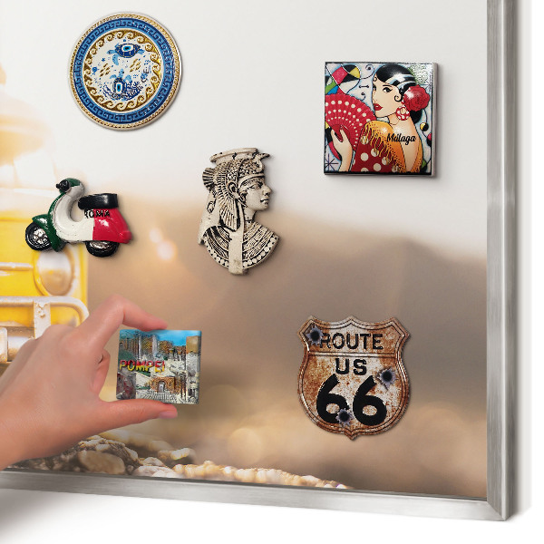 Tableau magnétique décoratif avec cadre argenté Voyage rétro