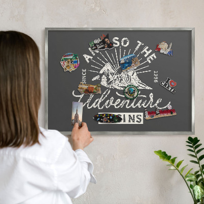 Tableau pour collection d'aimants cadre argenté Inscription de la montagne
