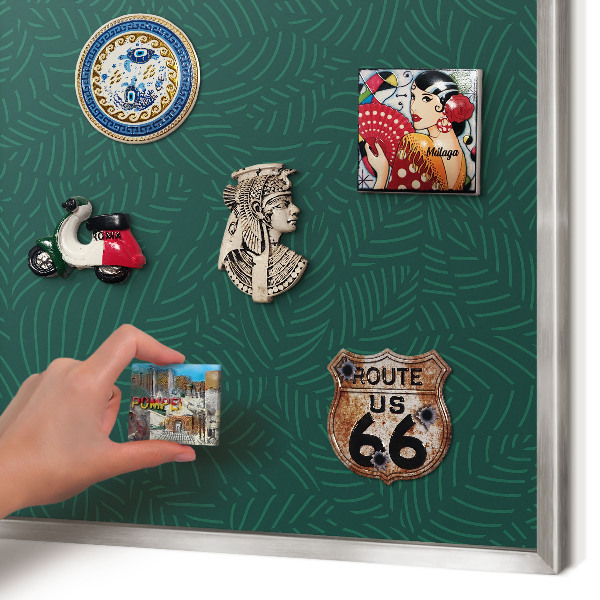Tableau magnétique décoratif avec cadre argenté Feuilles vertes
