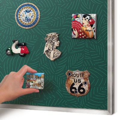 Tableau magnétique décoratif avec cadre argenté Feuilles vertes