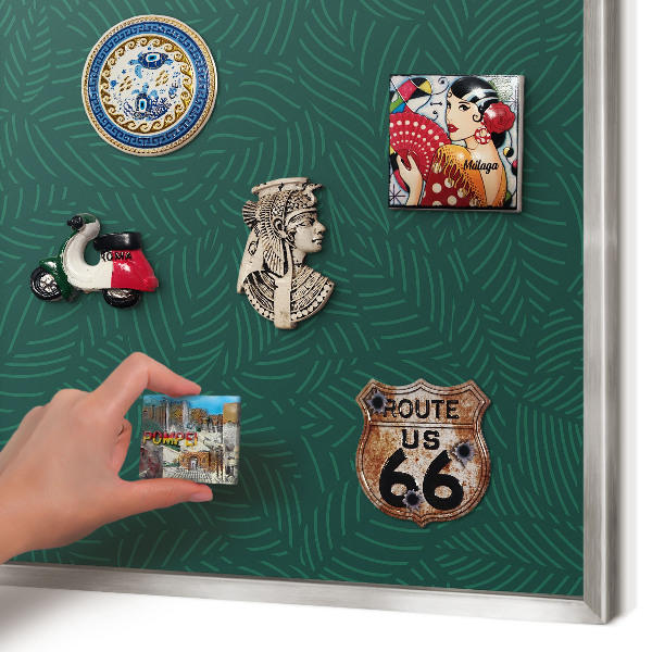 Tableau magnétique décoratif avec cadre argenté Feuilles vertes
