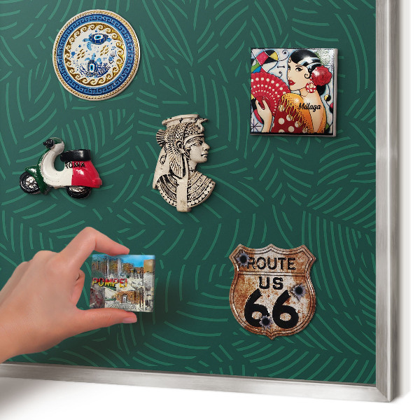 Tableau magnétique décoratif avec cadre argenté Feuilles vertes
