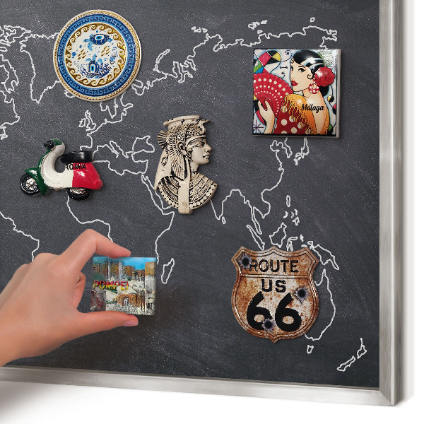 Tableau magnétique décoratif avec cadre argenté Monde du Crétacé