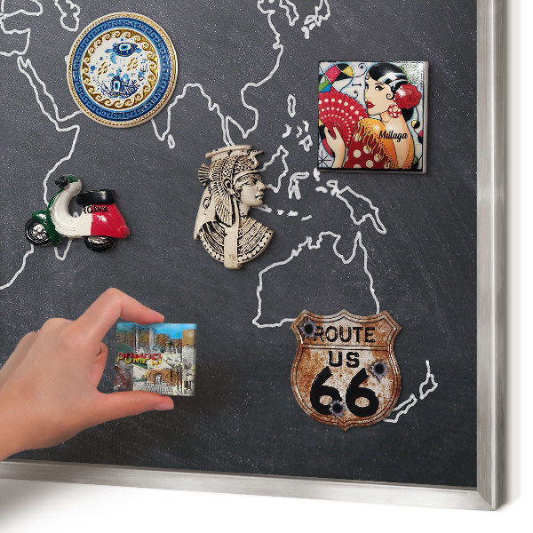 Tableau magnétique décoratif avec cadre argenté Monde du Crétacé