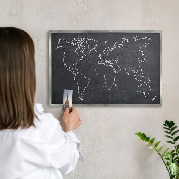 Tableau magnétique décoratif avec cadre argenté Monde du Crétacé