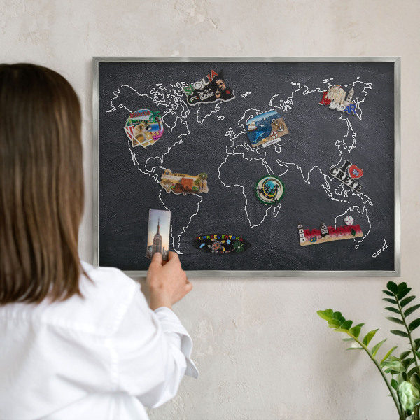 Tableau magnétique décoratif avec cadre argenté Monde du Crétacé