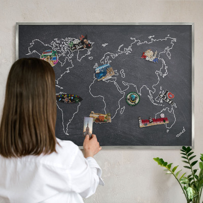 Tableau magnétique décoratif avec cadre argenté Monde du Crétacé