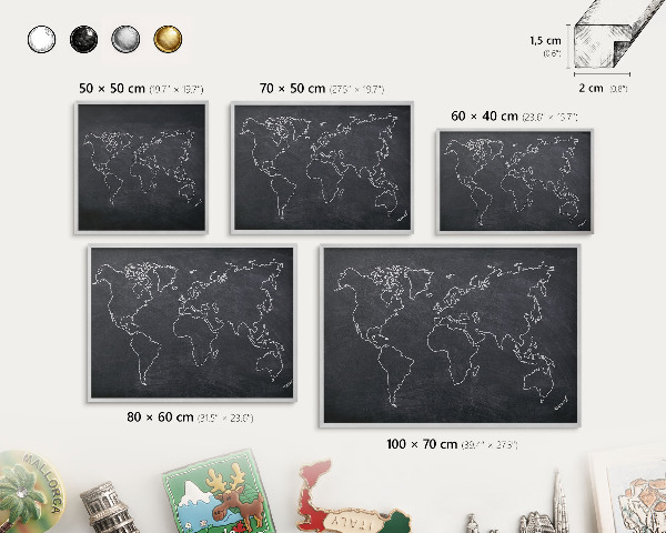 Tableau magnétique décoratif avec cadre argenté Monde du Crétacé