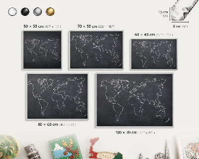 Tableau magnétique décoratif avec cadre argenté Monde du Crétacé
