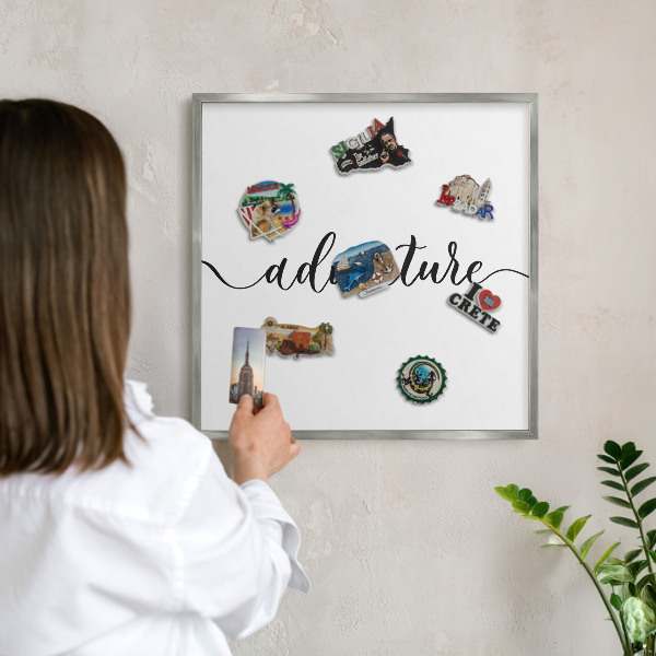 Tableau pour collection d'aimants cadre argenté Aventure écrite