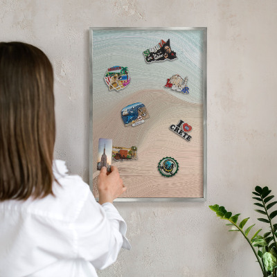 Tableau magnétique décoratif avec cadre argenté Tourbillon pastel