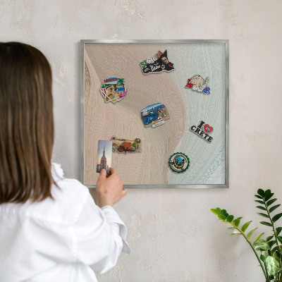 Tableau magnétique décoratif avec cadre argenté Tourbillon pastel