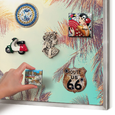 Tableau magnétique décoratif avec cadre argenté Paradis tropical