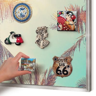 Tableau magnétique décoratif avec cadre argenté Paradis tropical
