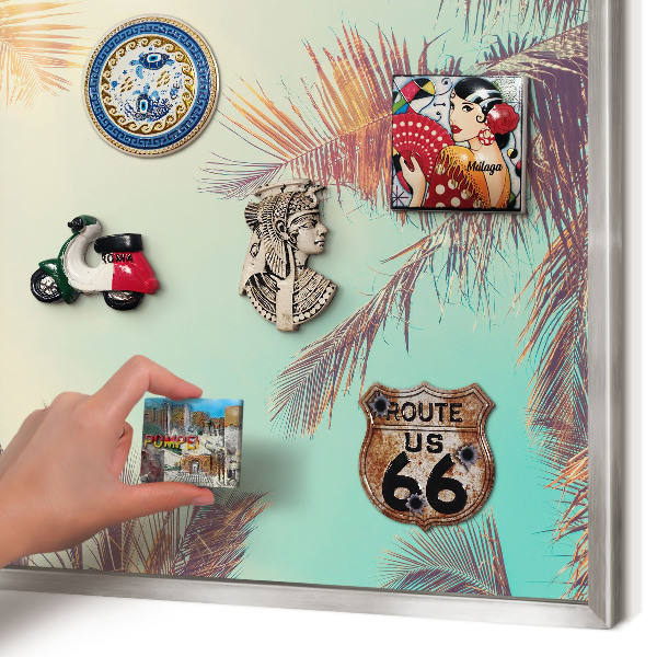 Tableau magnétique décoratif avec cadre argenté Paradis tropical