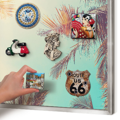 Tableau magnétique décoratif avec cadre argenté Paradis tropical