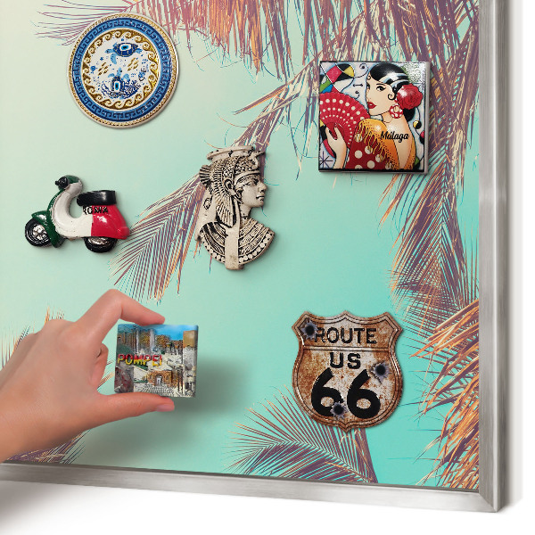 Tableau magnétique décoratif avec cadre argenté Paradis tropical