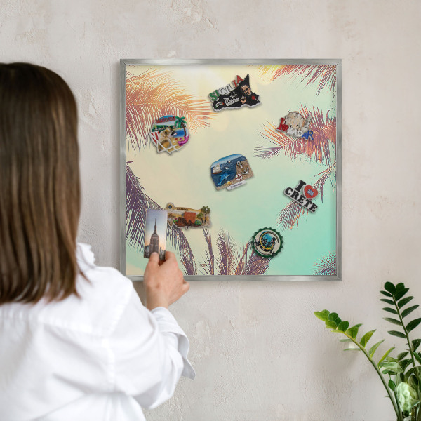 Tableau magnétique décoratif avec cadre argenté Paradis tropical