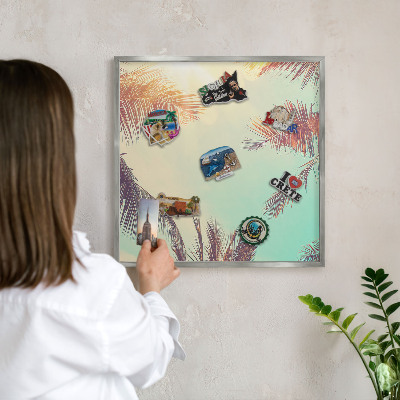 Tableau magnétique décoratif avec cadre argenté Paradis tropical
