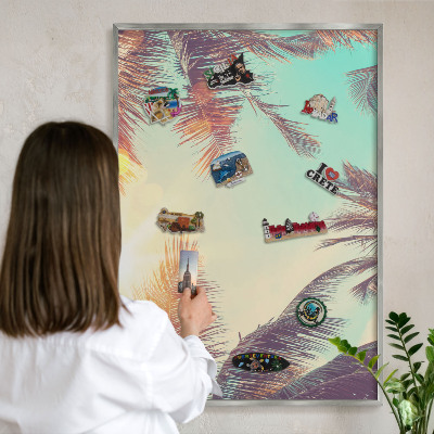 Tableau magnétique décoratif avec cadre argenté Paradis tropical
