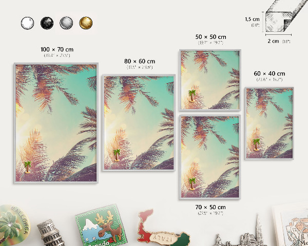 Tableau magnétique décoratif avec cadre argenté Paradis tropical
