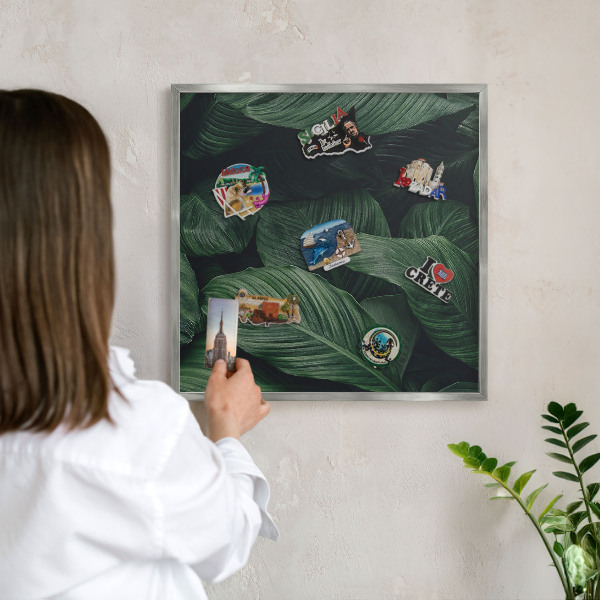 Tableau pour collection d'aimants cadre argenté La verdure de la nature