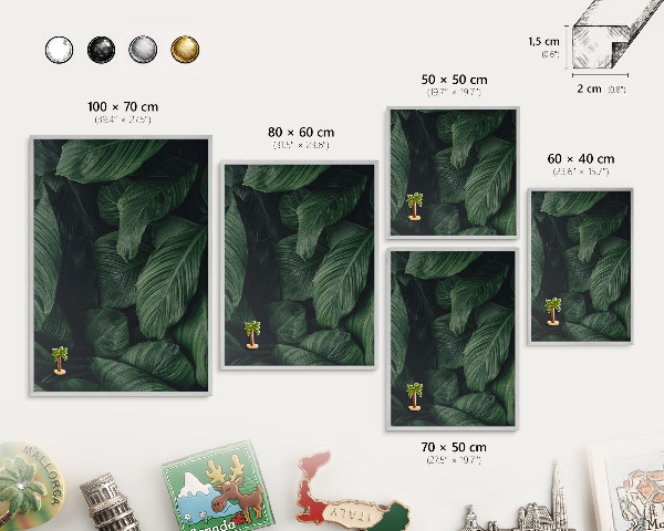 Tableau pour collection d'aimants cadre argenté La verdure de la nature