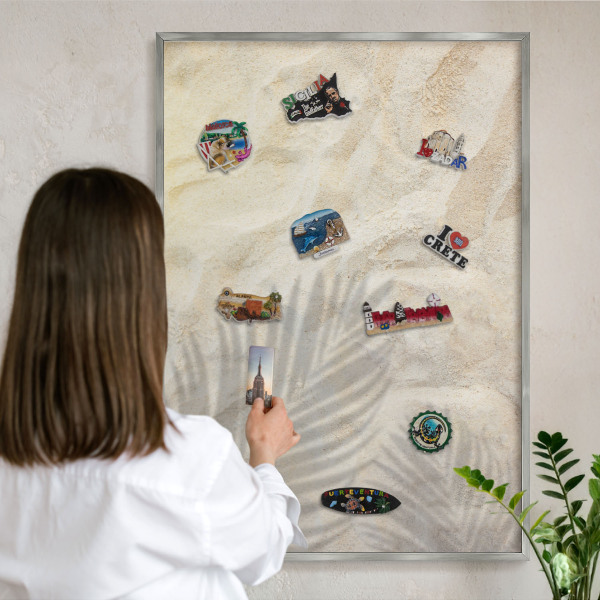Tableau pour collection d'aimants cadre argenté Motif tropical