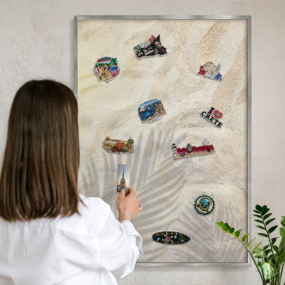 Tableau pour collection d'aimants cadre argenté Motif tropical
