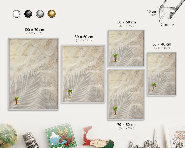 Tableau pour collection d'aimants cadre argenté Motif tropical