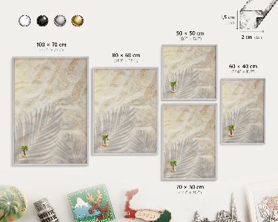 Tableau pour collection d'aimants cadre argenté Motif tropical
