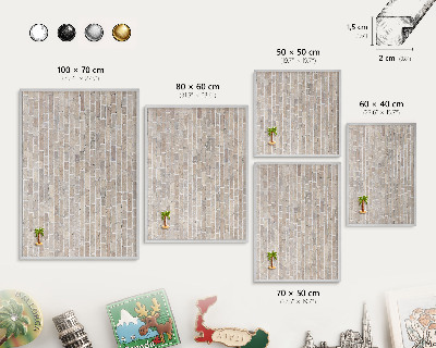 Tableau magnétique décoratif avec cadre argenté Motif brique