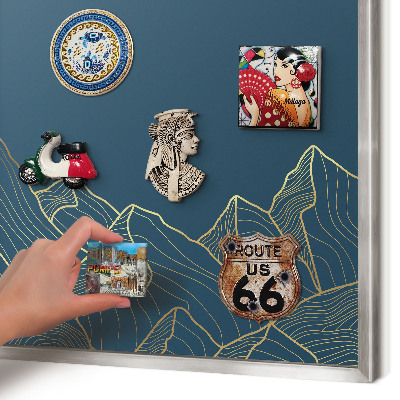 Tableau pour collection d'aimants cadre argenté Minimalisme montagnard