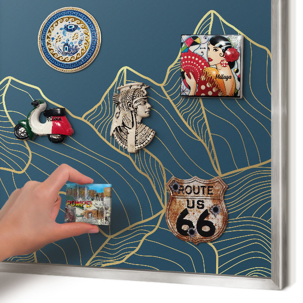 Tableau pour collection d'aimants cadre argenté Minimalisme montagnard