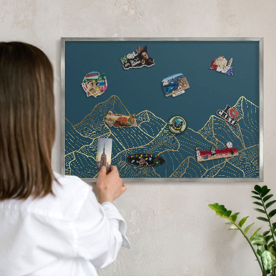 Tableau pour collection d'aimants cadre argenté Minimalisme montagnard