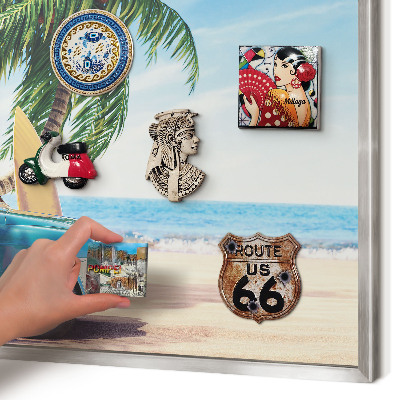 Tableau pour collection d'aimants cadre argenté Paix des vacances