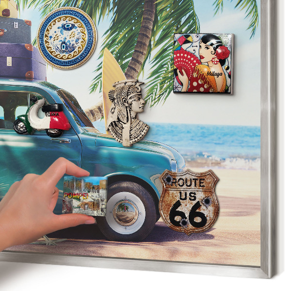 Tableau pour collection d'aimants cadre argenté Paix des vacances