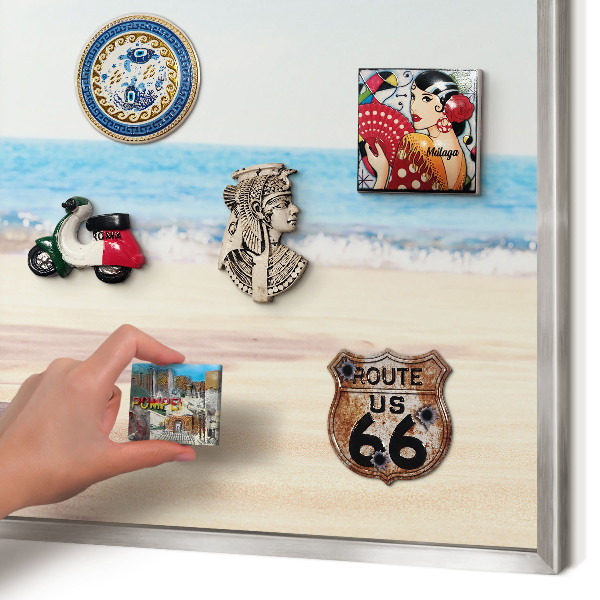 Tableau pour collection d'aimants cadre argenté Paix des vacances