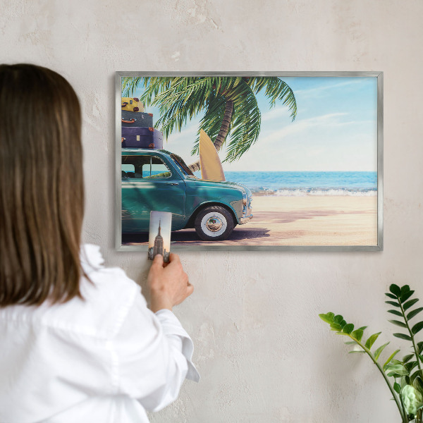Tableau pour collection d'aimants cadre argenté Paix des vacances