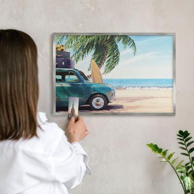 Tableau pour collection d'aimants cadre argenté Paix des vacances