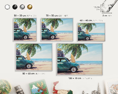 Tableau pour collection d'aimants cadre argenté Paix des vacances