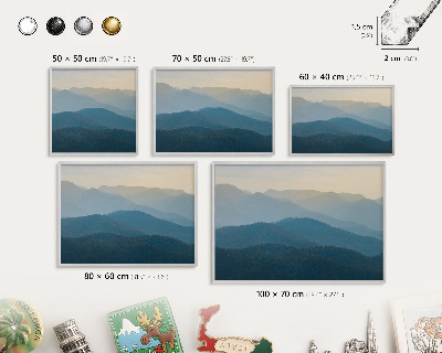 Tableau magnétique décoratif avec cadre argenté Vues sur la montagne