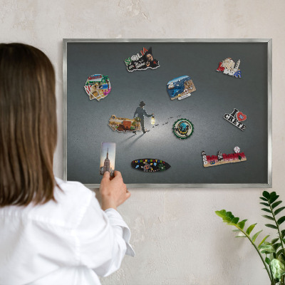 Tableau pour collection d'aimants cadre argenté Randonnée nocturne