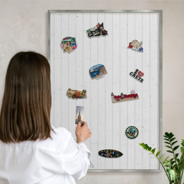 Tableau magnétique décoratif avec cadre argenté Tableaux blancs