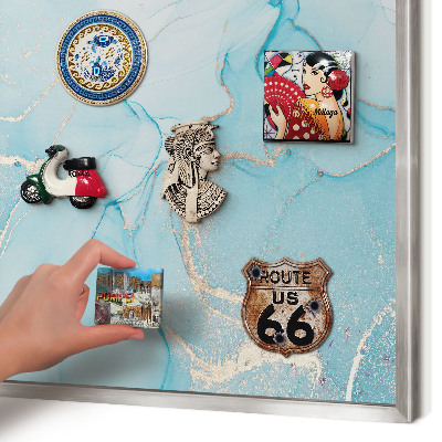 Tableau magnétique décoratif avec cadre argenté Élégance turquoise