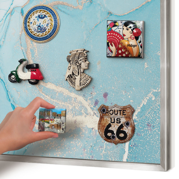 Tableau magnétique décoratif avec cadre argenté Élégance turquoise